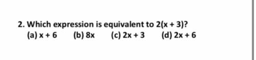 Which expression is equivalent to 2(x+3)