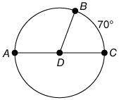 is a diameter of D, and m BDC = 70°. What is the measure of ADB? 70° 30° 110° 90° Next Question