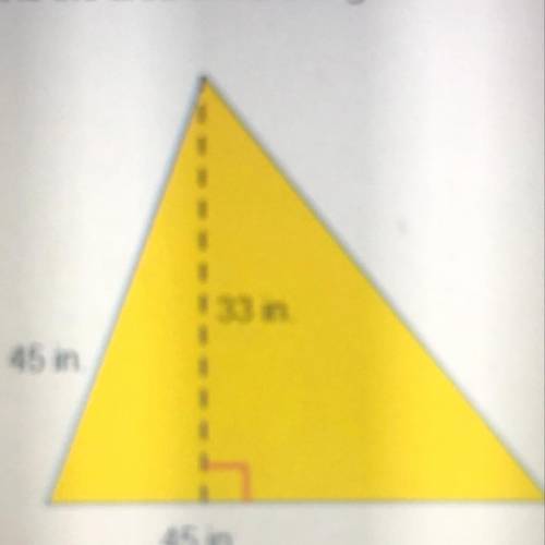 What is the area of the triangle? 123in? 742.5 in? 1,012.5in? 1,485 in?