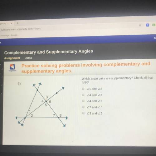 Which angle pairs are supplementary?