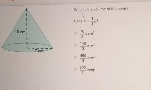Need this done ASP, What is trhe volume of the cone?