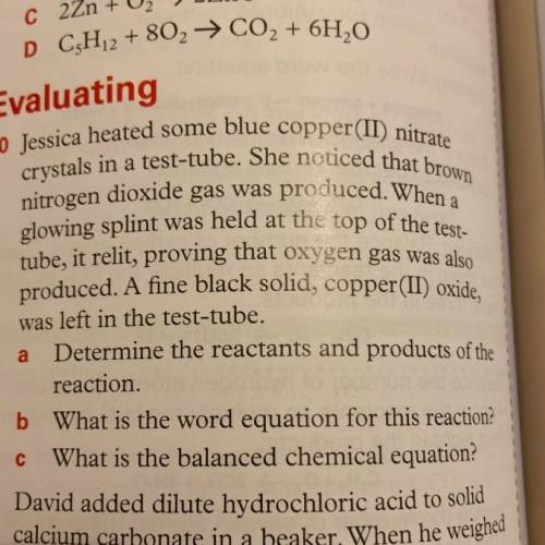 What is the answer to b? What is the chemical equation for this reaction?