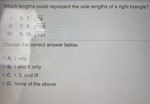 Which length could represent the side length of a right triangle?