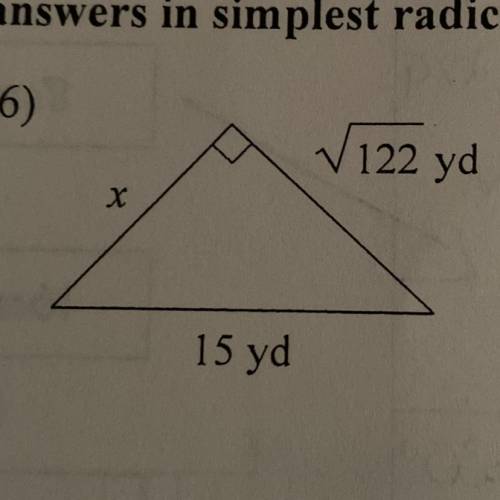 Find the missing side of the triangle. leave your answer in simplest radical form