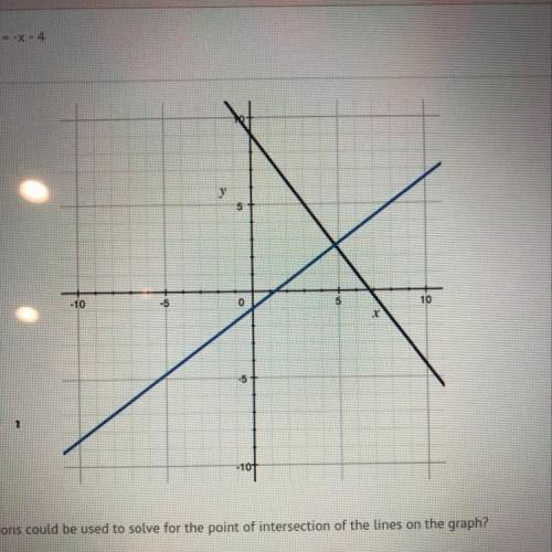 Which system of equations could be used to solve for the point of intersection of the lines on the g