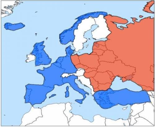 19)  The different colors on the map MOST LIKELY represent A) imperialist countries.  B) Allied and