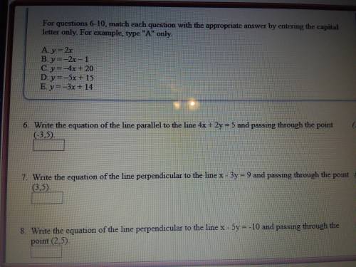 73 POINTS! PLEASE HELP  For questions 6-10 match each equation with the appropriate answer  SEE PICT
