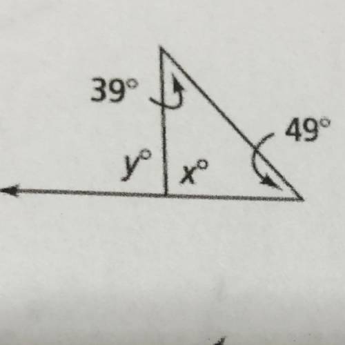 Find x and y in the diagram at the right