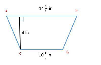 Find the area of trapezoid ABCD. A) 453 8 in2  B) 501 4 in2  C) 621 8 in2  D) 1001 2 in2