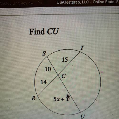 Find the measure of the line segment CU