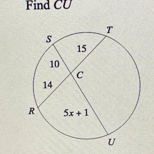 Find the measure of the line segment CU