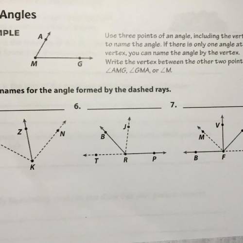 Give two names for the angle formed by the dashed rays
