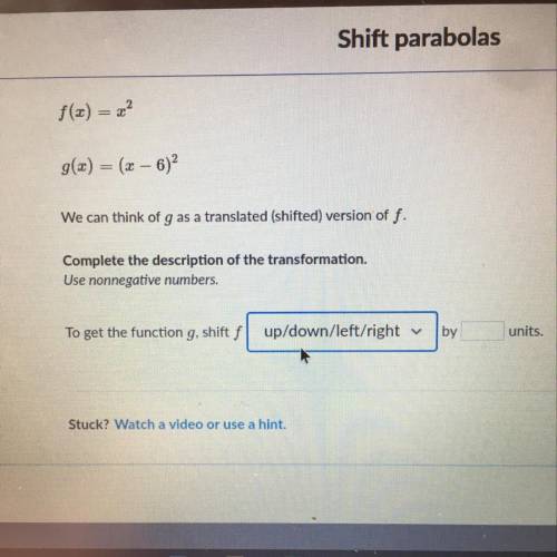 Please help with this shift parabolas problem