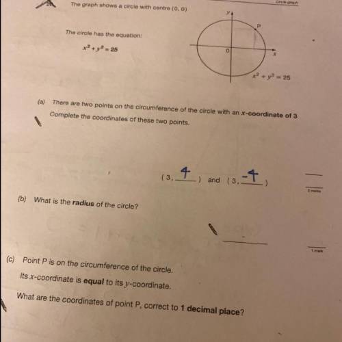 What would the radius be as well as the coordinates for P?