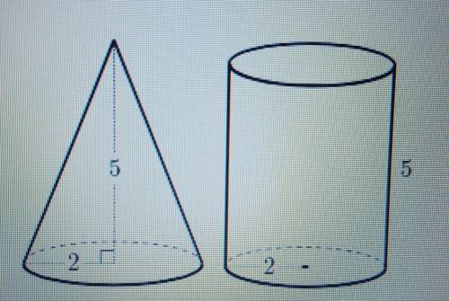 the cone and the cylinder have the same base and the same height. what is the ratio of the volume of