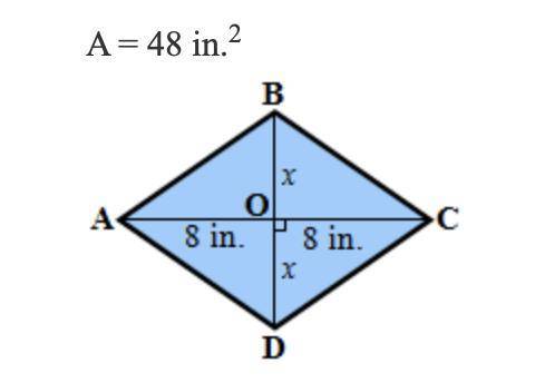 Find the value of x, given the area of the quadrilateral.