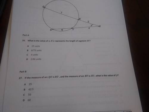 The circle goes for both questions. Need help with part A and Part B