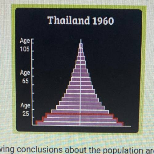The diagram shows an age structure for the population of Thailand in the 1960s. Which of the followi