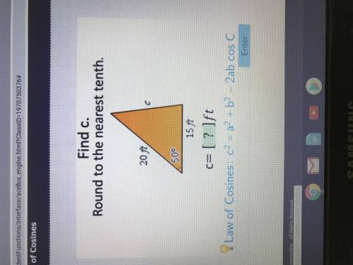 Find c. Round to the nearest tenth. c= ? ft