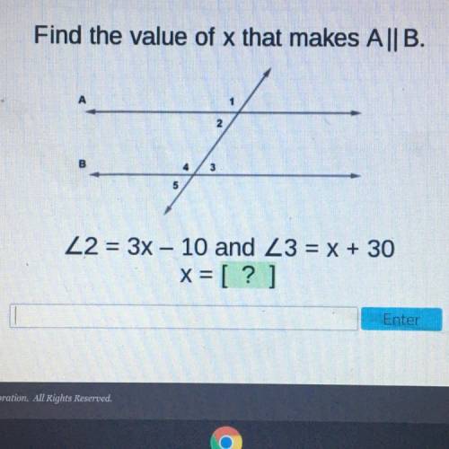 find the value of x that makes A || B.