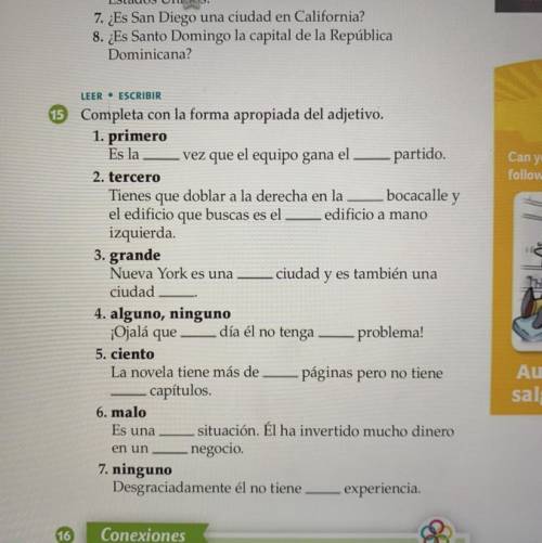 Spanish 3! adjetivos apocados. any help appreciated:)