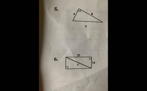 Find X in both problems using the pythagorean theorem