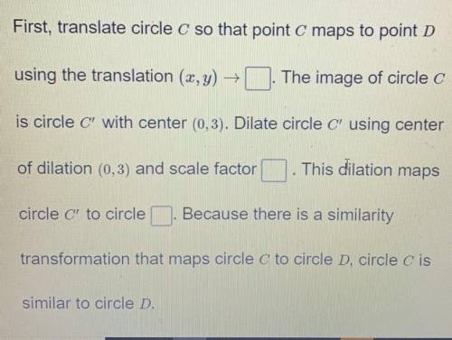 Complete the paragraph proof. Given circle C with center (2,-2) and radius 2, circle D with center (