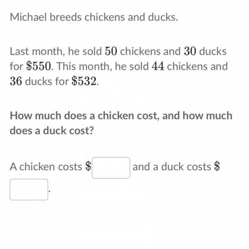 What is the cost of each chicken and what is the cost of each duck