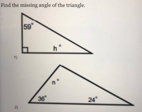 Find the missing angle of the triangle.