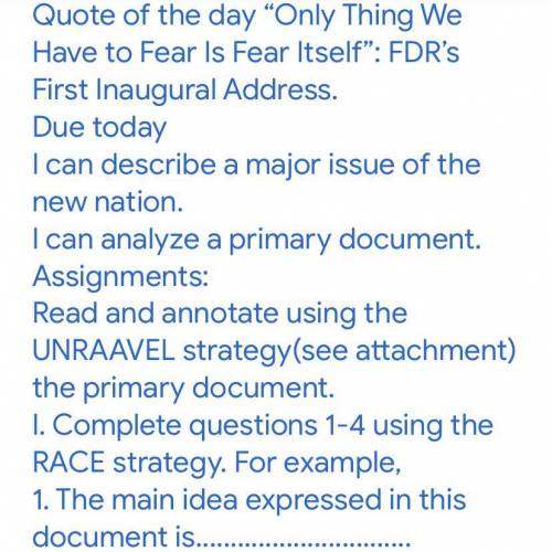 Quote of the day “Only Thing We Have to Fear Is Fear Itself”: FDR’s First Inaugural Address. Due tod