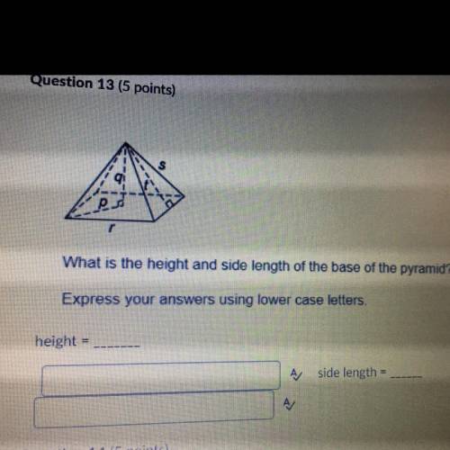 What is the height and side length of the base of the pyramid? Express your answers using lower case