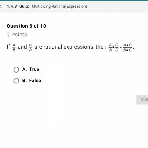 If a/b and c/d are rational expressions, then what is a/b•c/d = a/b•c/b
