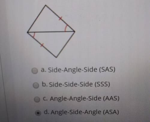 State which triangle congruence postulate explains that the triangles are congruent