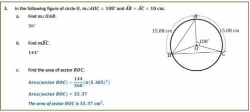 In the following figure of circle , ∠AOC = 108° and Arc AB= Arc AC= 10.Arc AB and Arc AC = 15.08 PLe
