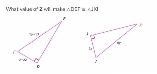 What value of y will make △DEF ≅ △JKI