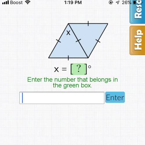 X= Enter the number that belongs in the green box.