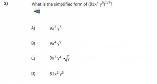 what is the simplified form of (81x^4y^9)^1/2