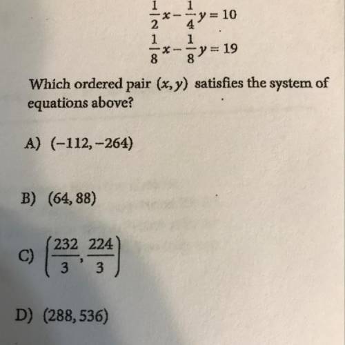 Which ordered pair (x,y) satisfies the system of equations above?