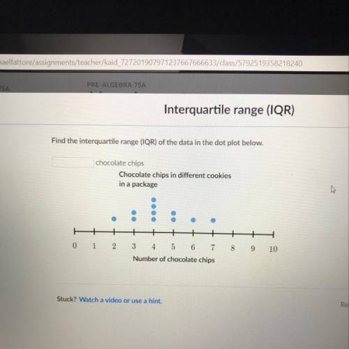 Find the interquartile range (IQR) of the data in the dot plot below.