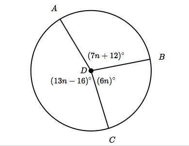 Circle D is below. ⌢ What is the arc measure of BC in degrees
