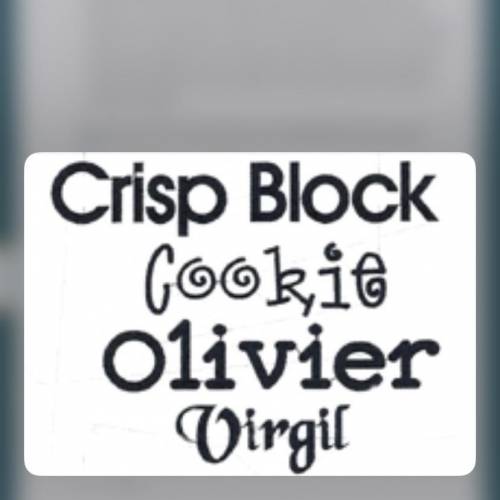 Which font has the most COMICAL look? A) Cookie  B) Virgil  C) Olivier  D) Crisp Block