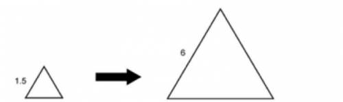 What type of dilation is occurring from the first triangle to the second triangle?