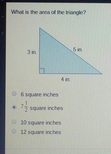 What is the area of the triangle?3 in.5 in.