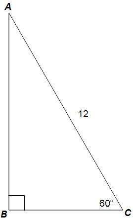 Right triangle ABC is shown. Which statement is correct?A) The length of side AB is 6 3, so the sine