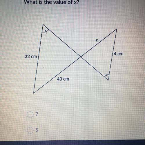 What is the value of x? 7 5 6 4