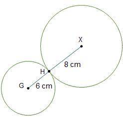 URGENT I HAVE A HOUR ON QUIZ Point G is the center of the small circle. Point X is the center of the