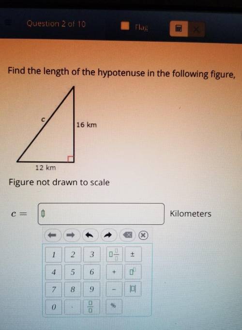 Find the length of the hypotenuse in the following figure,le OVOOTenuseFigure not drawn to scaleES 1
