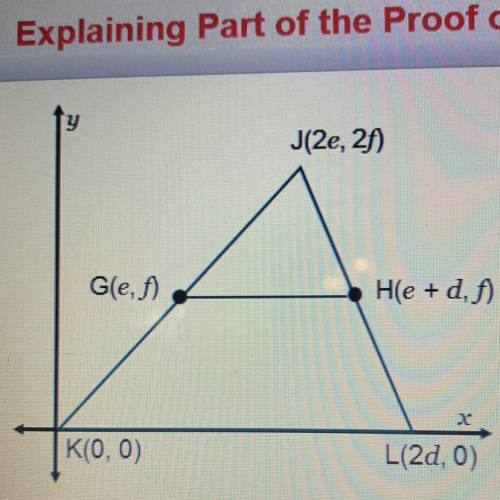 To prove part of the triangle midsegment theorem using the diagram, which statement must be shown? A