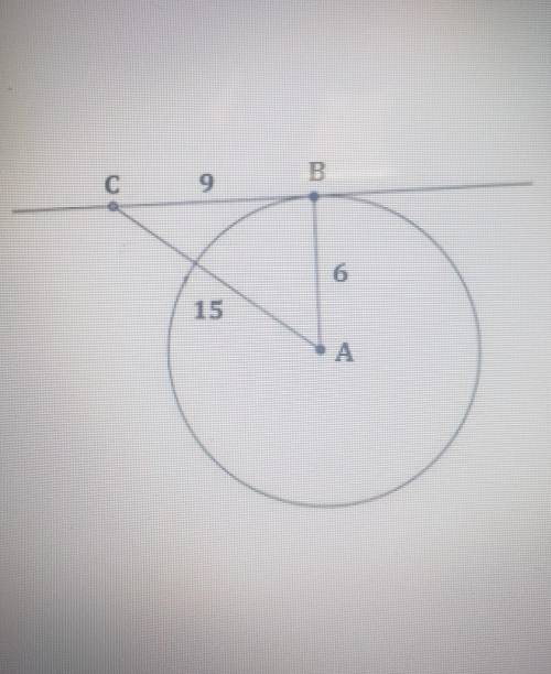 If BC = 9, AB = 6, and AC = 15, is BC tangent to Circle A?