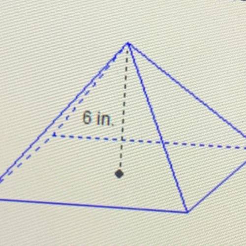 If the volume of the pyramid shown is 216 in³, what is the area of its base?